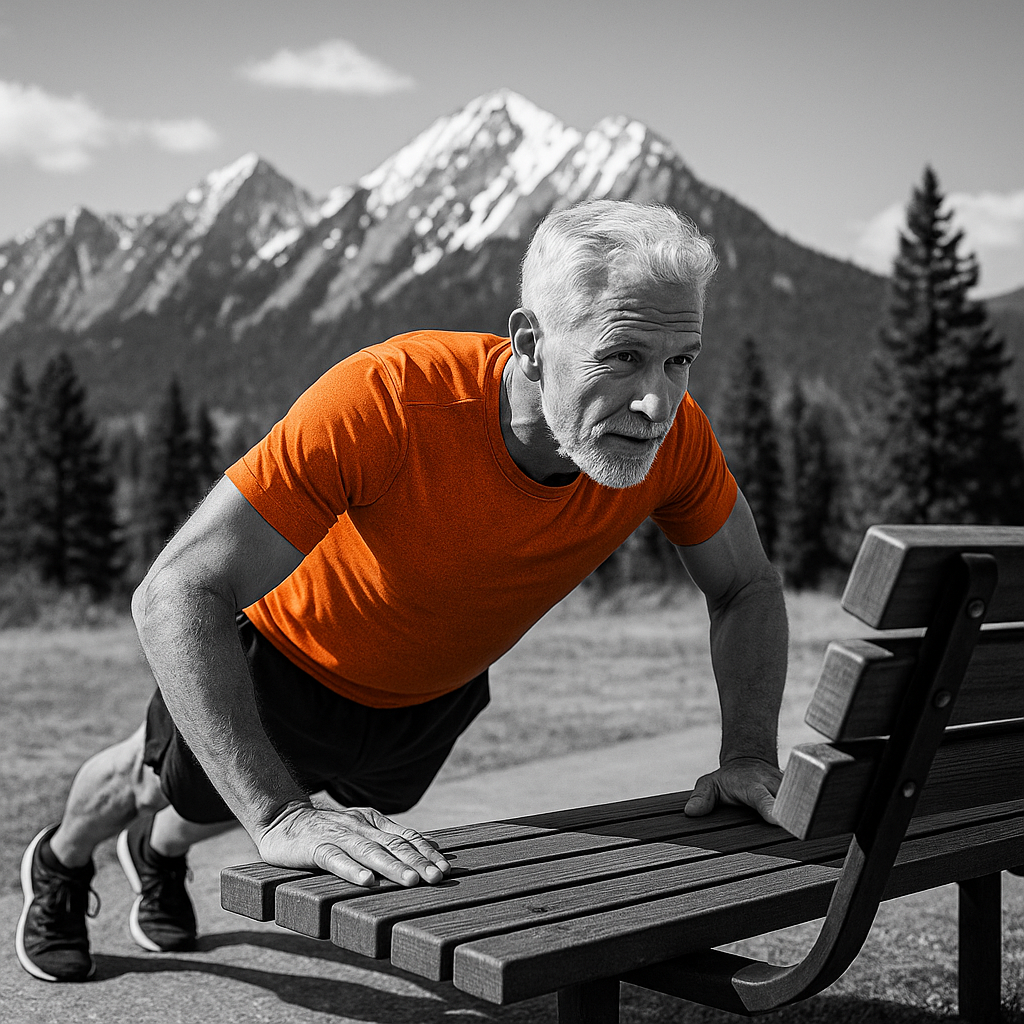 Older man exercising outdoors demonstrating fitness and vitality from testosterone therapy