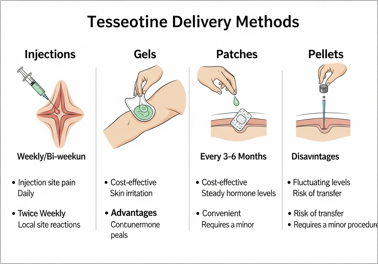TRT delivery methods comparison for muscle mass improvement strategies